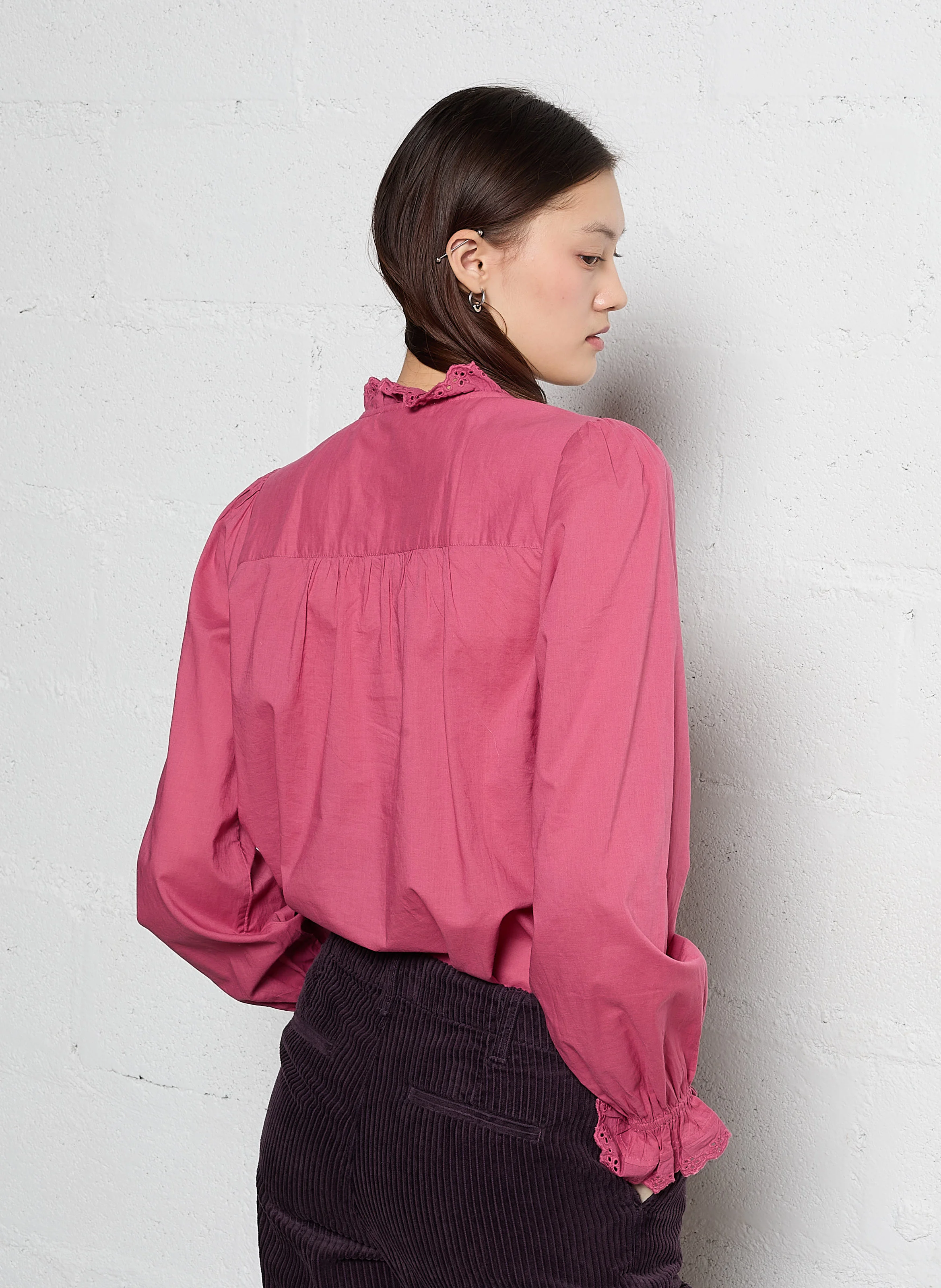 CAMILLIE - Blouse à volants en coton | Rose