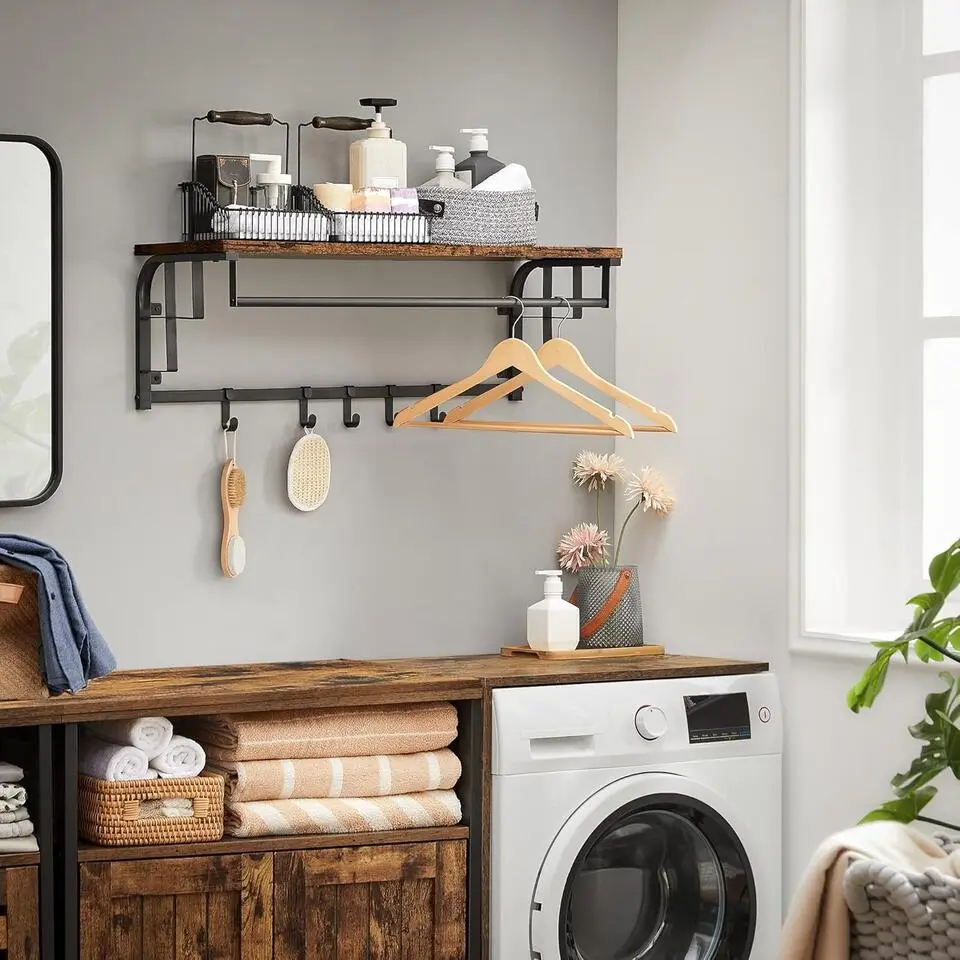 Parya Home Wandkapstok met Haken – Wandkapstok met 5 afneembare haken