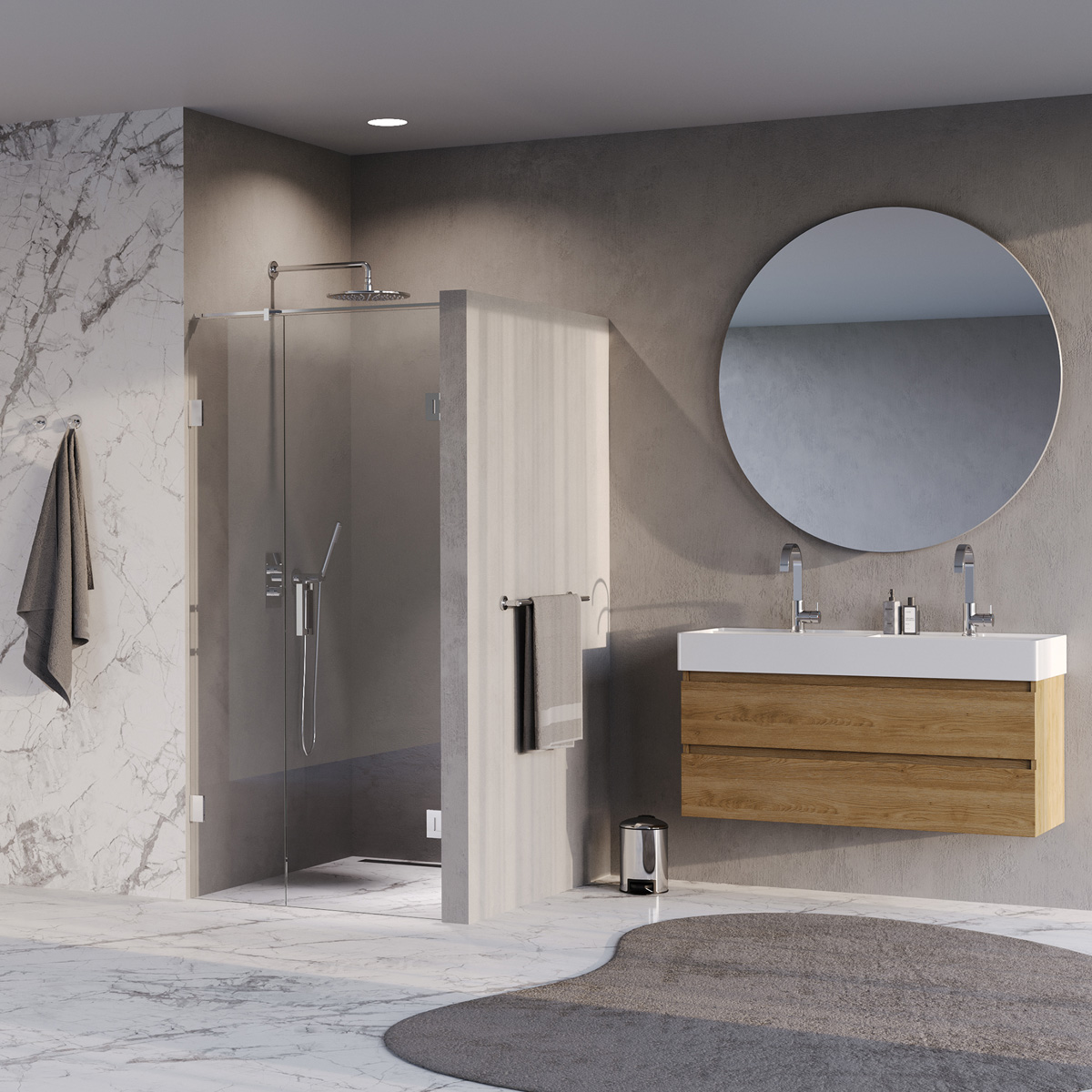 Brauer Void profielloze nisdeur 100cm met draaideur 60cm aan muur chroom
