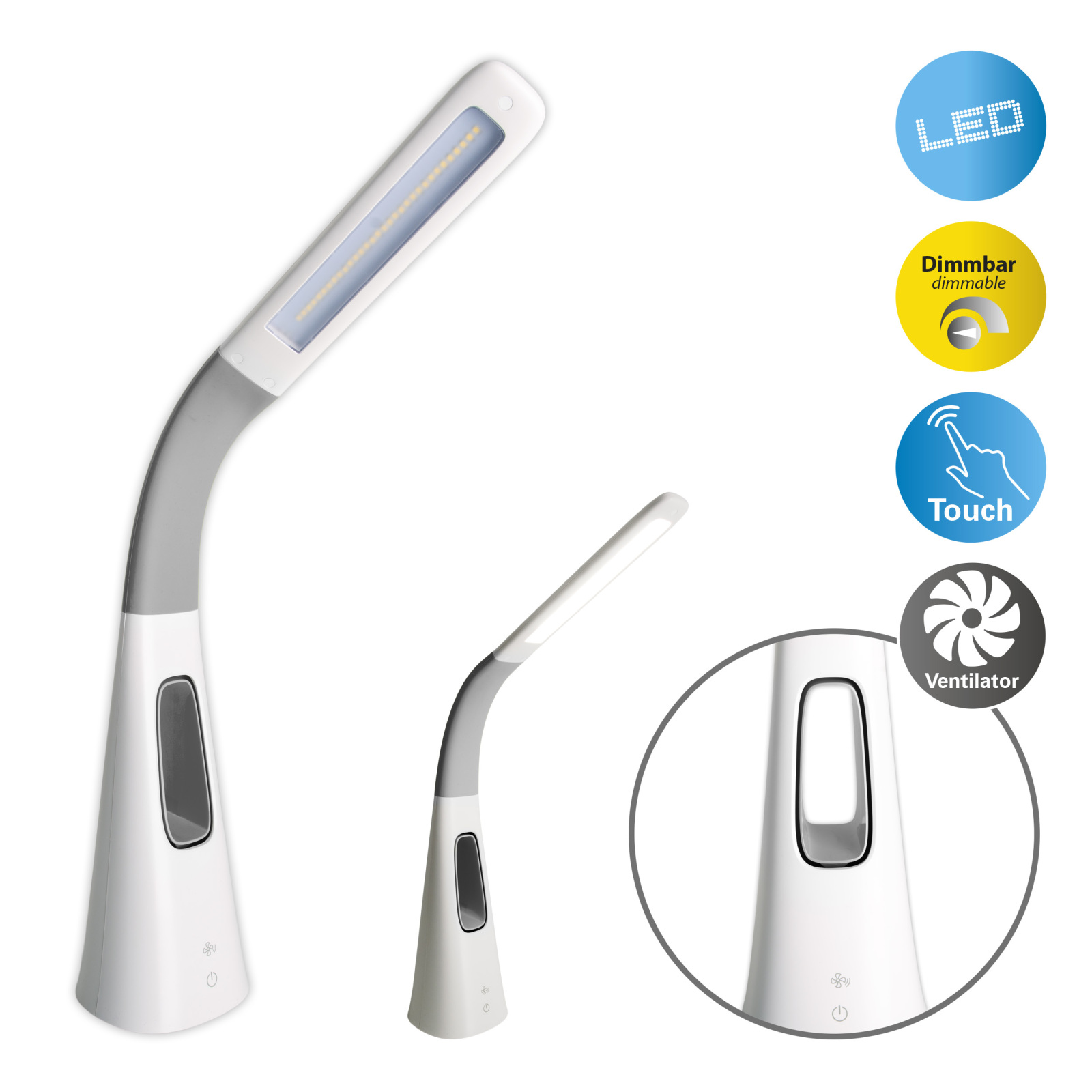 LED-Tischleuchte VENTU - dimmbar - mit Ventilator