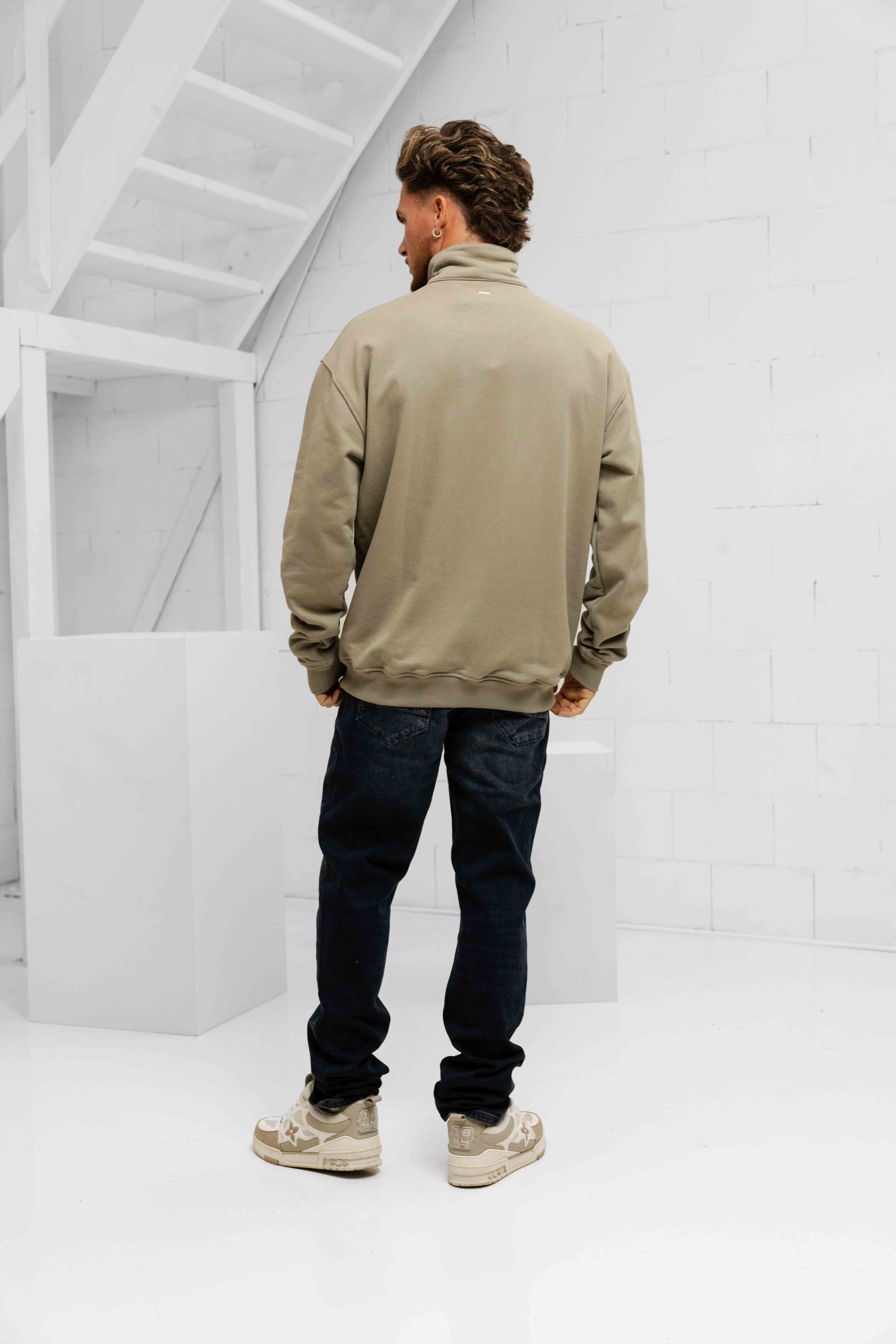 Croyez Etiquette Half-Zip Sweater Heren Groen