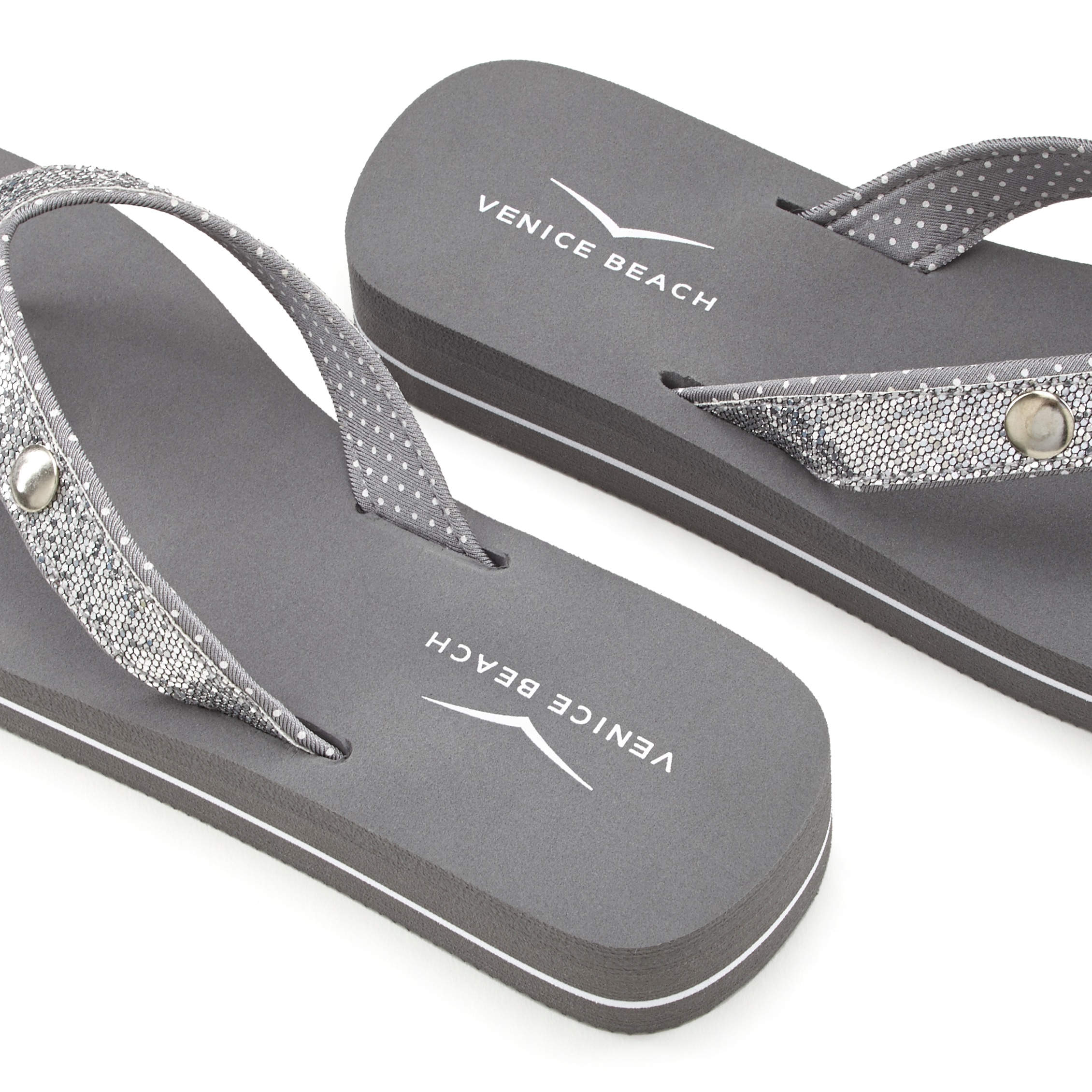 Venice Beach Badezehentrenner »Sandale, Pantolette«  Zehentrenner, Badeschuh ultraleicht mit Glitzerband VEGAN