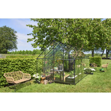 Tuinkas Royal Well Qube 812 zwart gecoat met 3mm veiligheidsglas