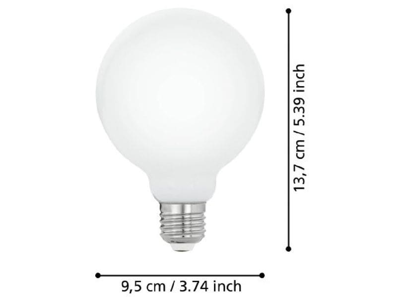 EGLO Leuchten Lampe 9 W E27 Warmweiss LED-Leuchtmittel mit weissem Glas
