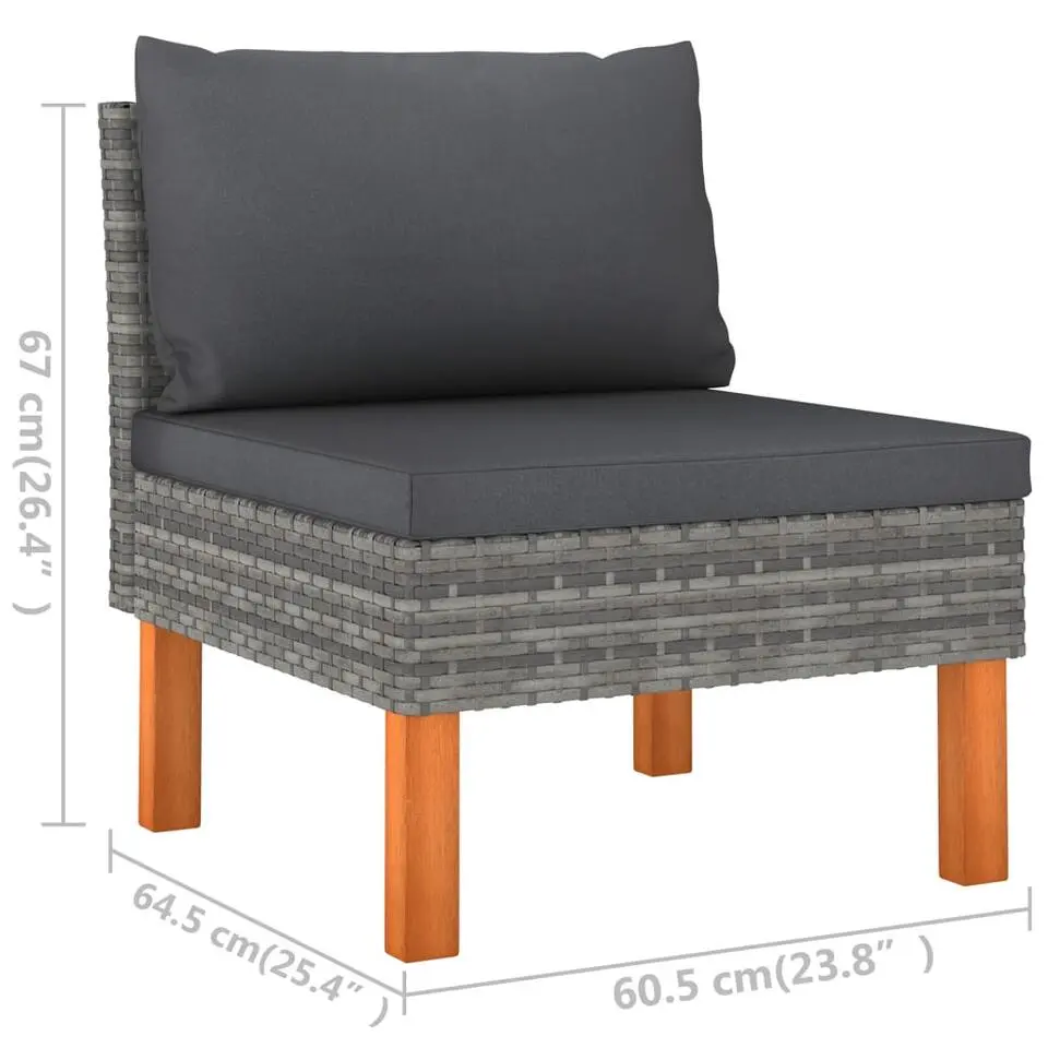 vidaXL - Tuinbank 3-sits - Grijs - Rattan - Met kussens