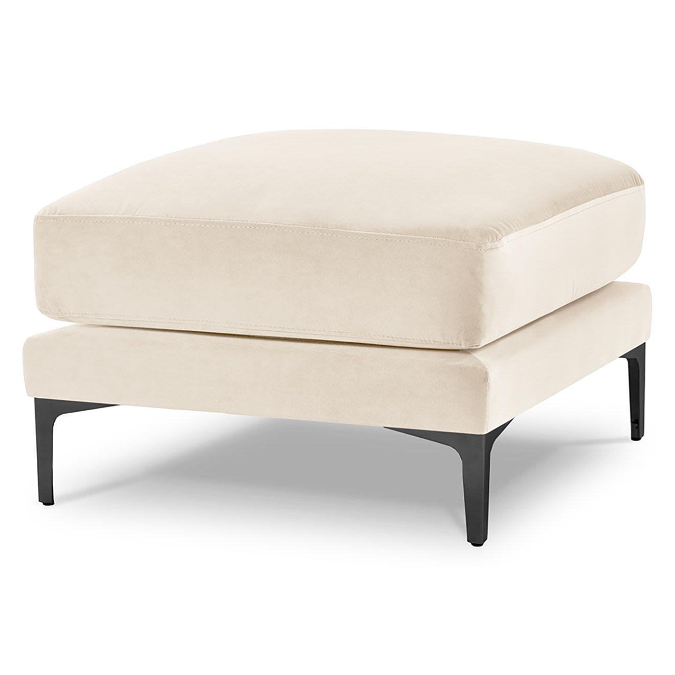 Mazzini Sofas Pouf Velours Venus beige clair - 65x65x47 cm