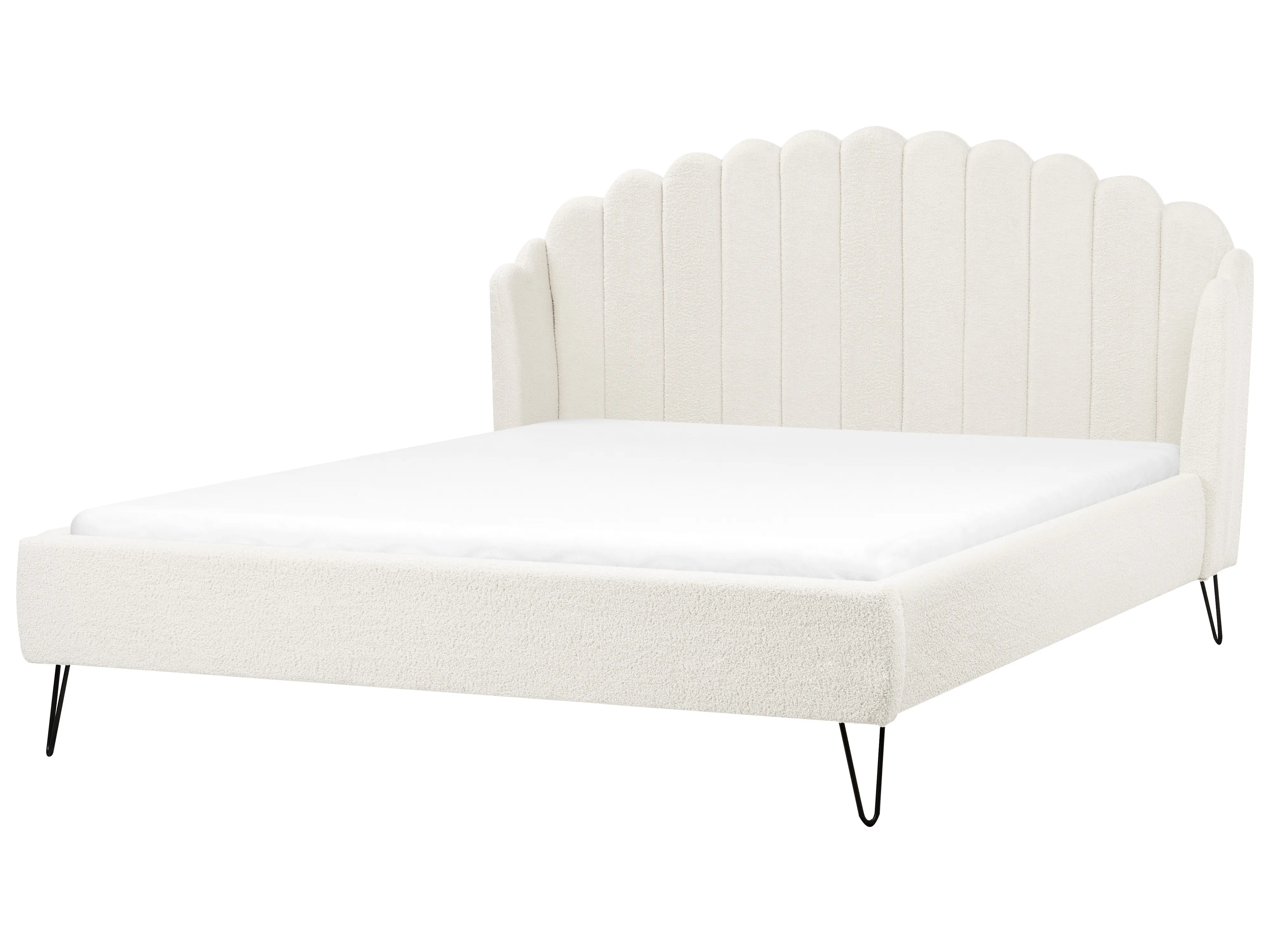 Bed Bouclé AMBILLOU 180 x 200 cm Gebroken wit