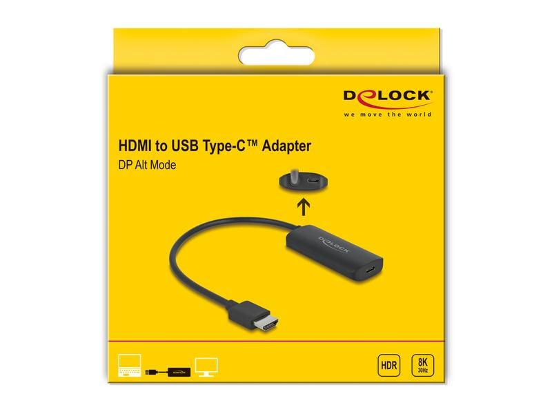Delock Adapter 8K/30Hz HDMI - USB Type-C Delock Adapter HDMI-A Stecker zu USB Type-C Buchse (DP Alt Mode) 8K