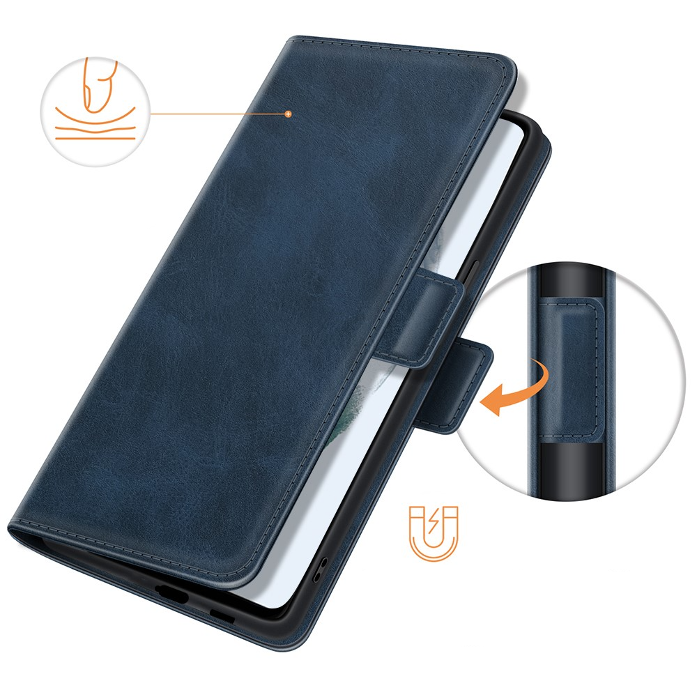 Samsung Galaxy S21 FE 5G Vintage Leder Tasche Flip Cover Fashion Design - Dunkelblau