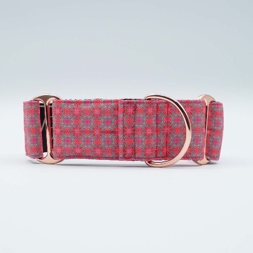Coleira martingale Baona rosa em náilon reciclado para cães