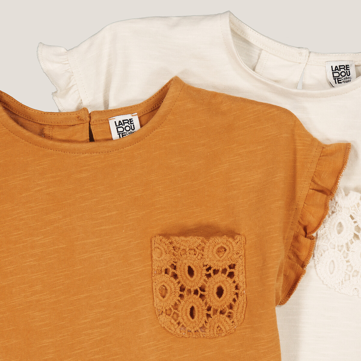 COLEÇÃO LA REDOUTE<br>Conjunto de 2 camisetas de manga curta com babados