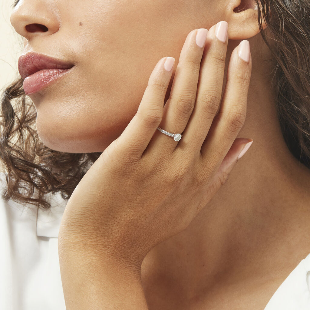 Bague Solitaire Mathylda Argent Blanc Oxyde De Zirconium