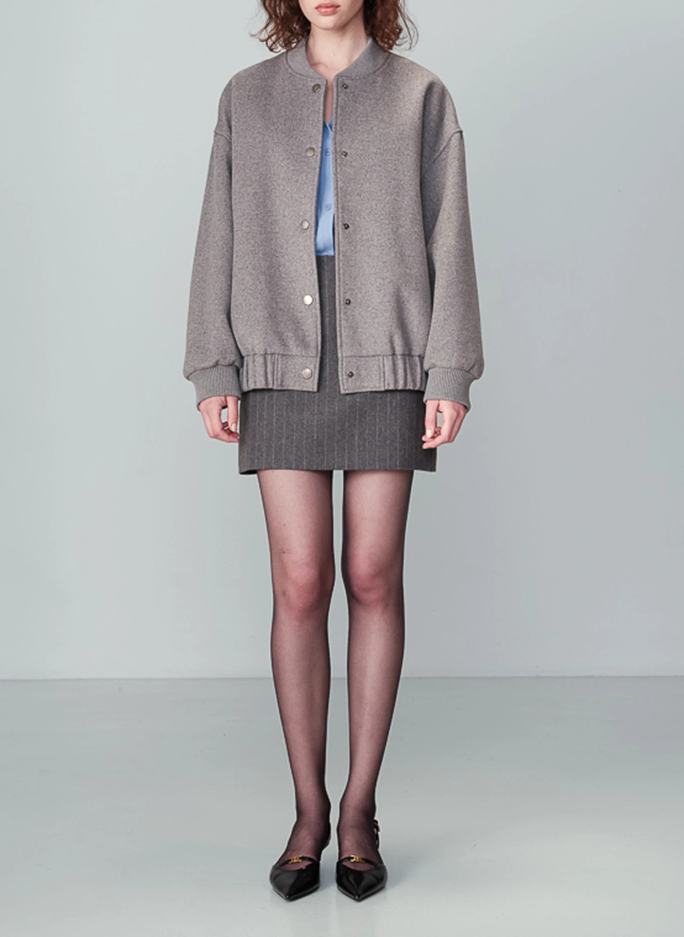 NUMA - Veste col rond en laine mélangée | Gris