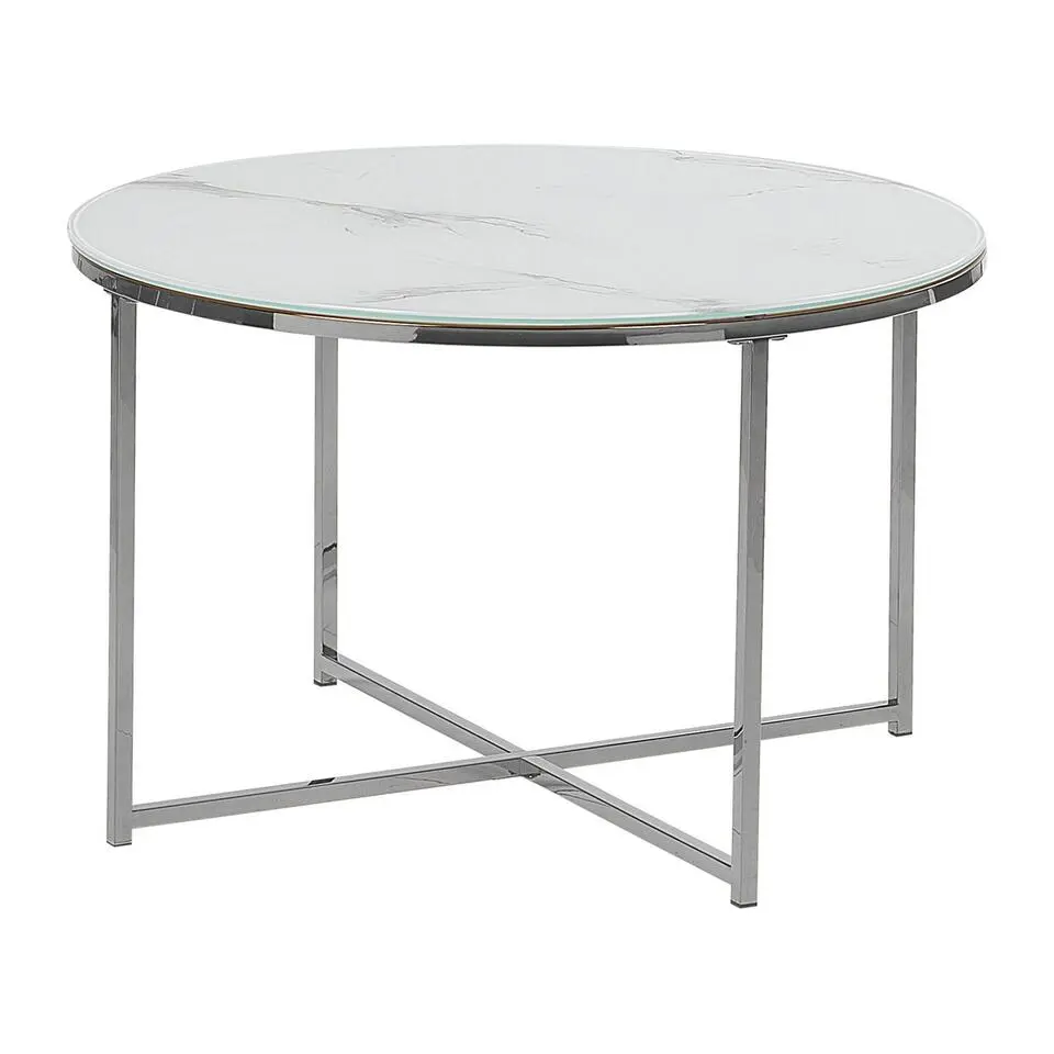 QUINCY - Salontafel - Wit/Zilver - Veiligheidsglas