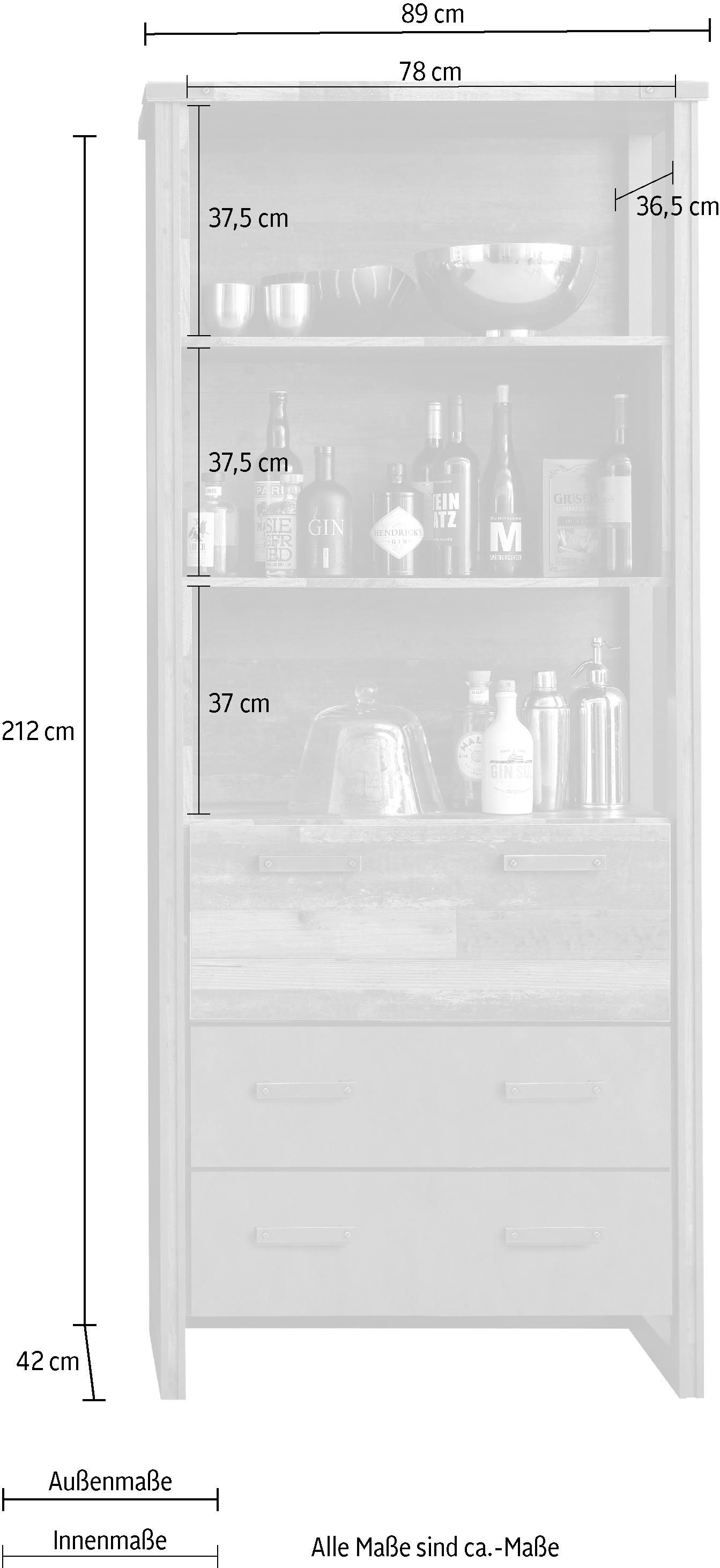 Home affaire Stauraumregal »Bristol« Höhe 212 cm, mit 2 Schubkästen und 1 Klappe