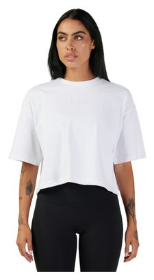 T-Shirt Manches Courtes Wordmark Premium Crop Femme Blanc