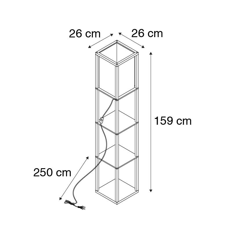 QAZQA - Moderne slimme vloerlamp | Staande lamp | Lamp | Licht, zwart, incl. WiFi A60 - Stojan Dimmer | Dimbaar | Woonkamer | Slaapkamer - Rechthoekig hout - LED-compatibel, E27