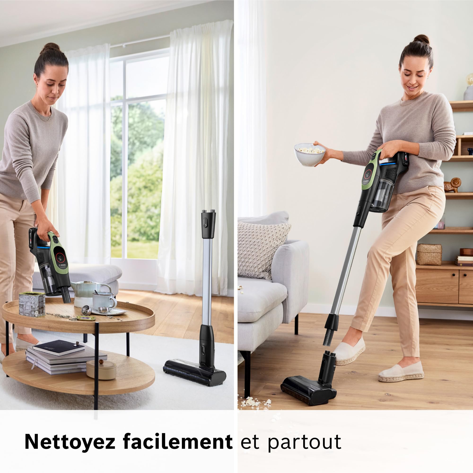 Bosch, aspirateur Balai sans Fil, Unlimited 9, Batterie 3.0 Ah, Technologie MicroClean, bac à poussières Facile à Vider, éclairage LED, Vert, BBS921TB