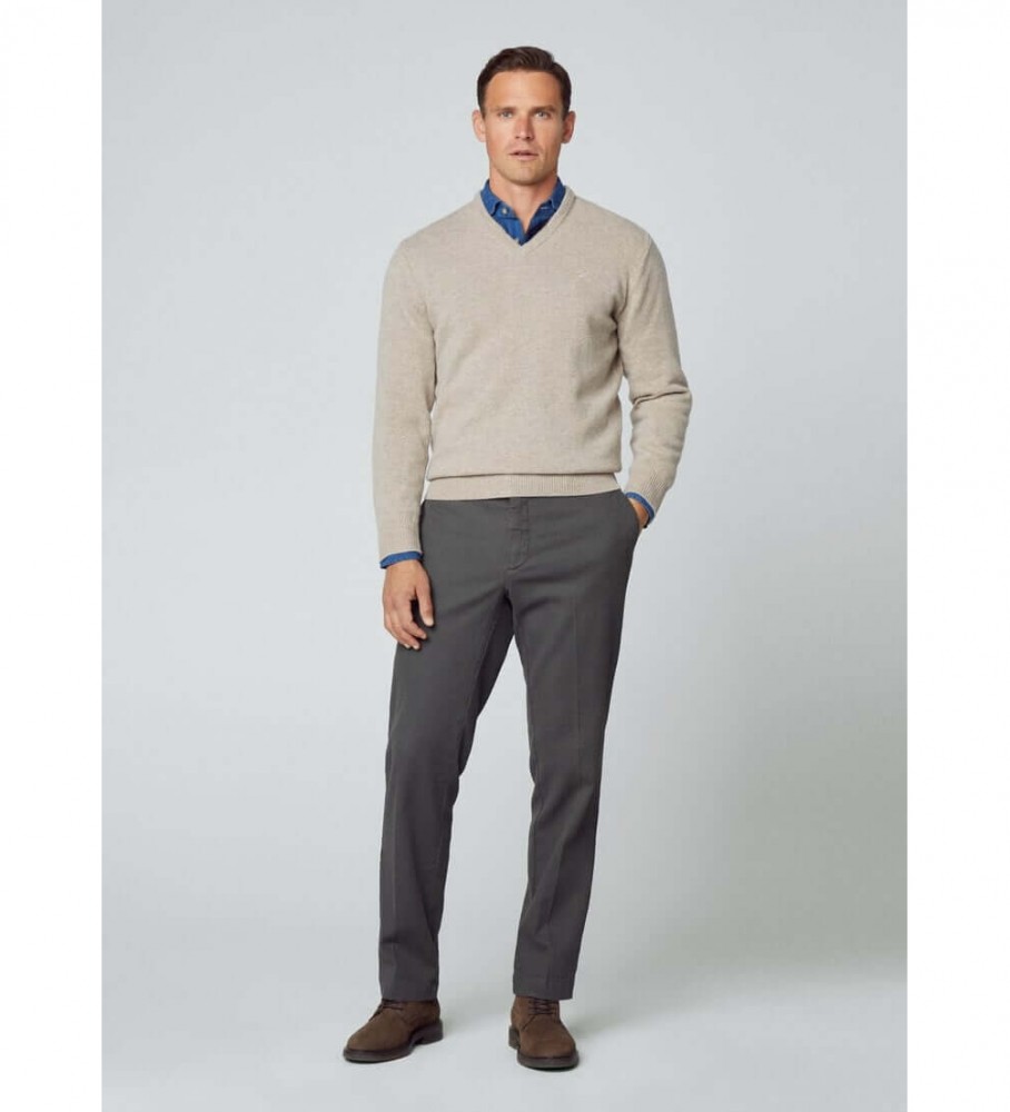 Hackett Jersey Lambswool V marrom
