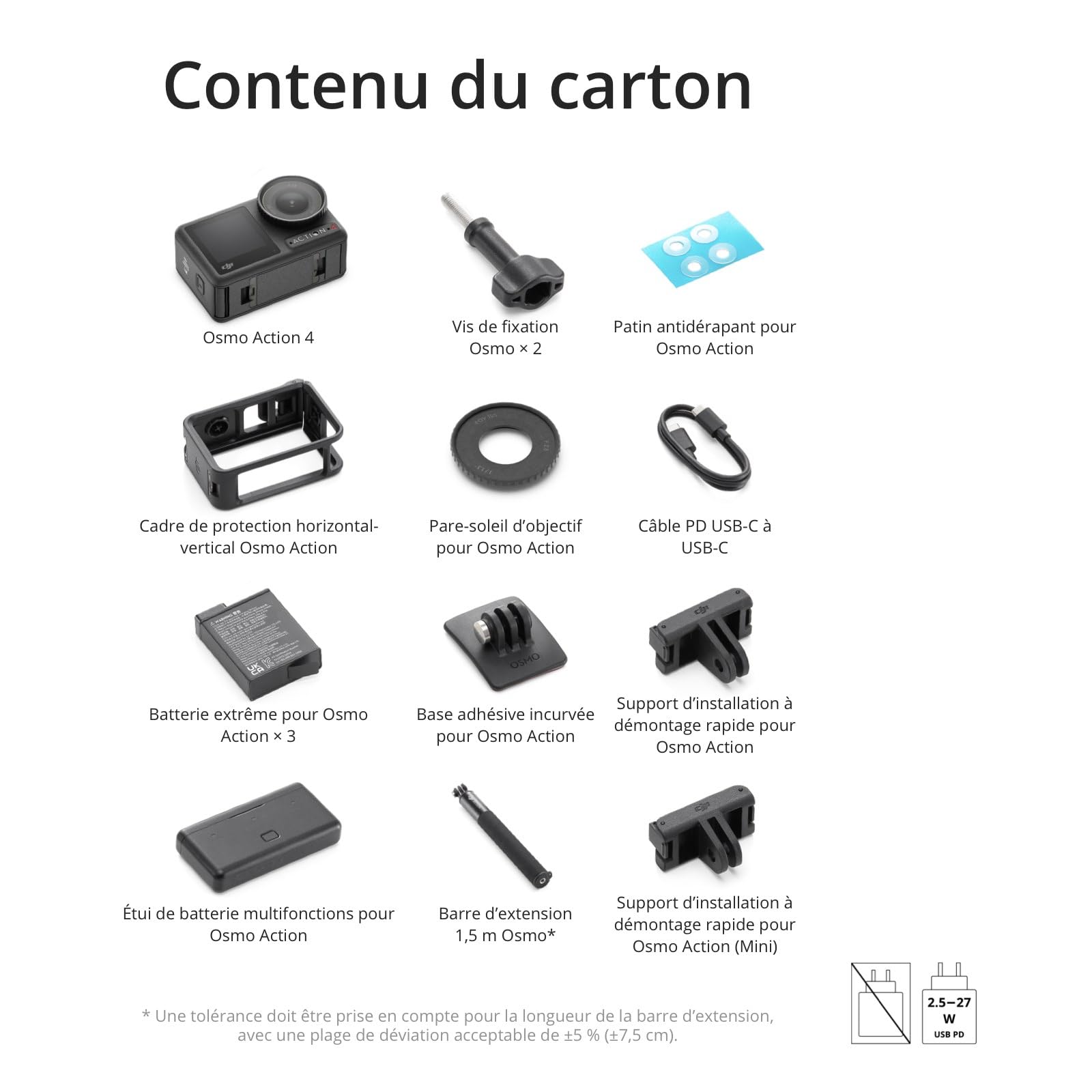 DJI Bundle Osmo Action 4 Aventure - Caméra étanche 4K/120 IPS, capteur 1/1,3 Pouce, D-Log M 10 Bits, FOV Ultra Large 155º, Jusqu’à 7 Heures 30 Min ave