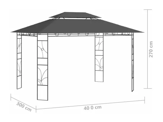 Belvédère 4x3x2,7 m Anthracite 160 g/m²