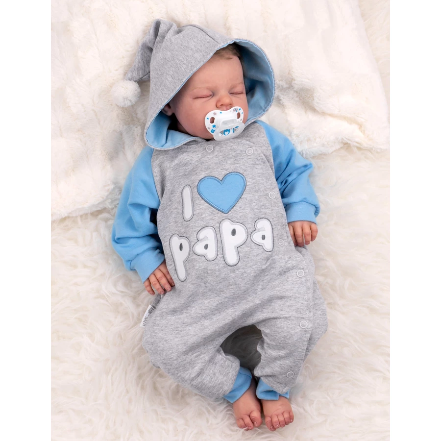 Baby Sweets Overall I love Mama & Papa blau grau