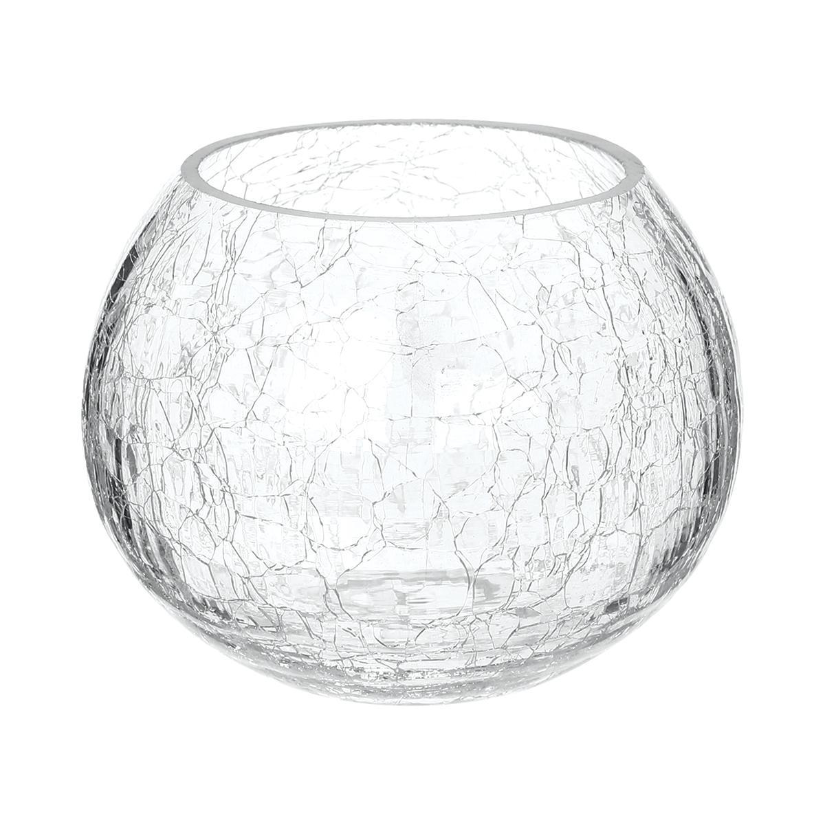 PHOTOPHORE VERRE CRAQUELE ROND H.10CM