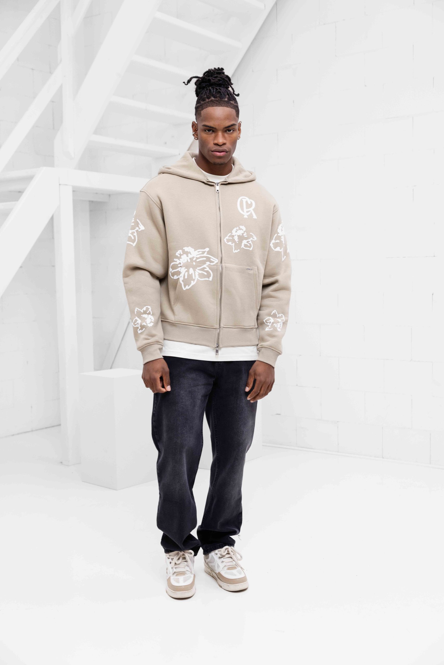 Croyez Flower Zip-Hoodie Heren Beige