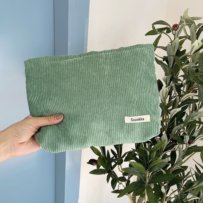 (26x22x5cm) Kosmetik Make Up Tasche Necessaire Organizer Bag Riffel Design - Grün