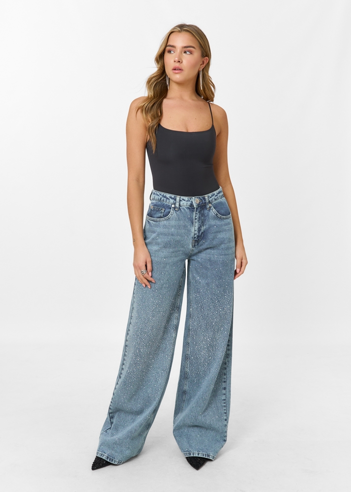 Birthe strass jeans lichtblauw