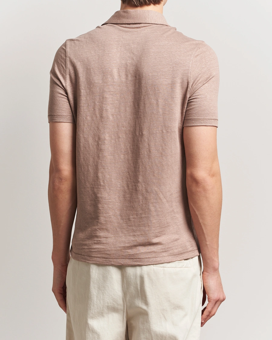 Stenströms Linen Polo Shirt Light Brown