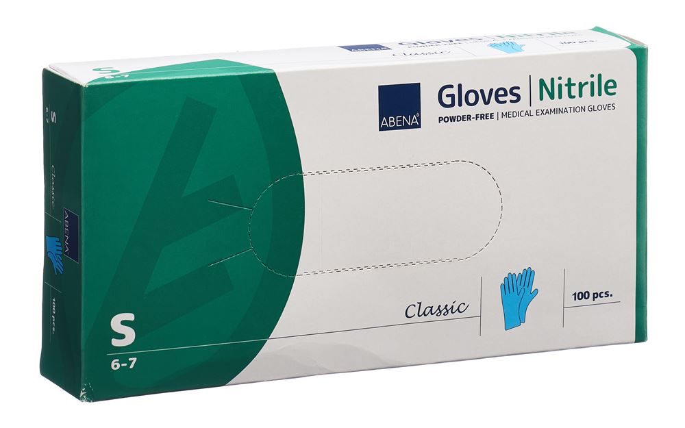 Abena Classic Nitrilhandschuhe<br>100 Stück, S 240mm, puderfrei unsteril blau
