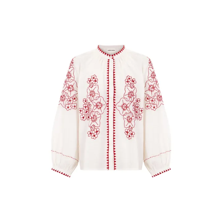 Antik Batik Blouse Cindy Brodée Lin et Coton | Crème