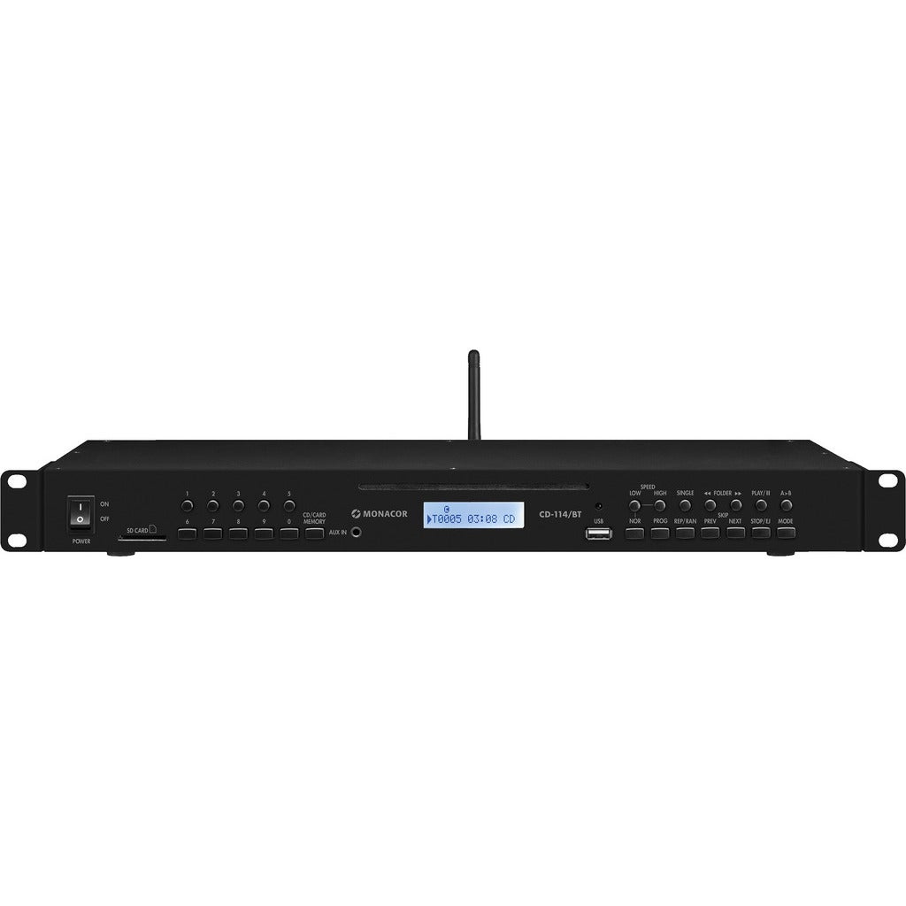 Monacor CD-114/BT mediaspeler met CD-speler, MP3, Bluetooth