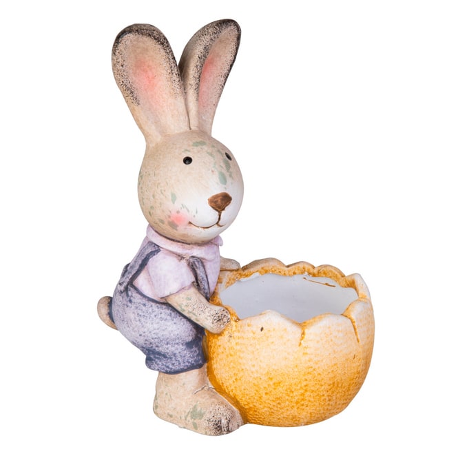 Hase mit Eierschalentopf - ca. 13 x 8 x 18 cm - 1 Stück