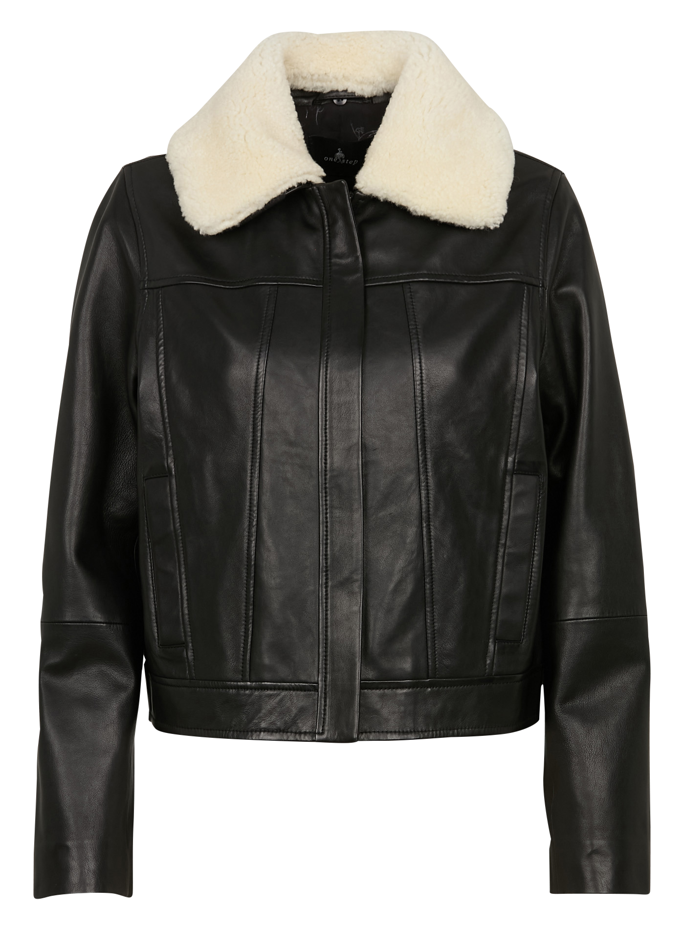 DAMIAN - Veste en cuir droit col à revers | Noir