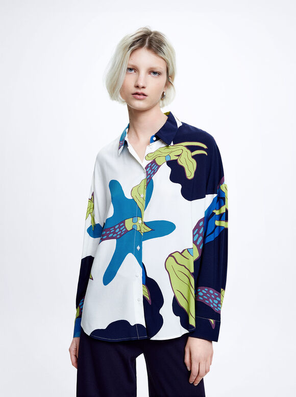 Camisa fluida estampada - Multicor
