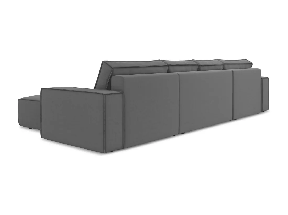 Canapé d'angle panoramique convertible en velours - gris - KIMO