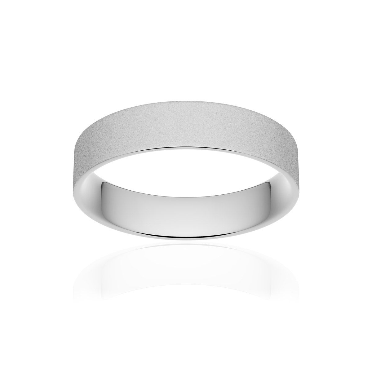 Alliance platine 950 sablé ruban plat confort 4,5 mm