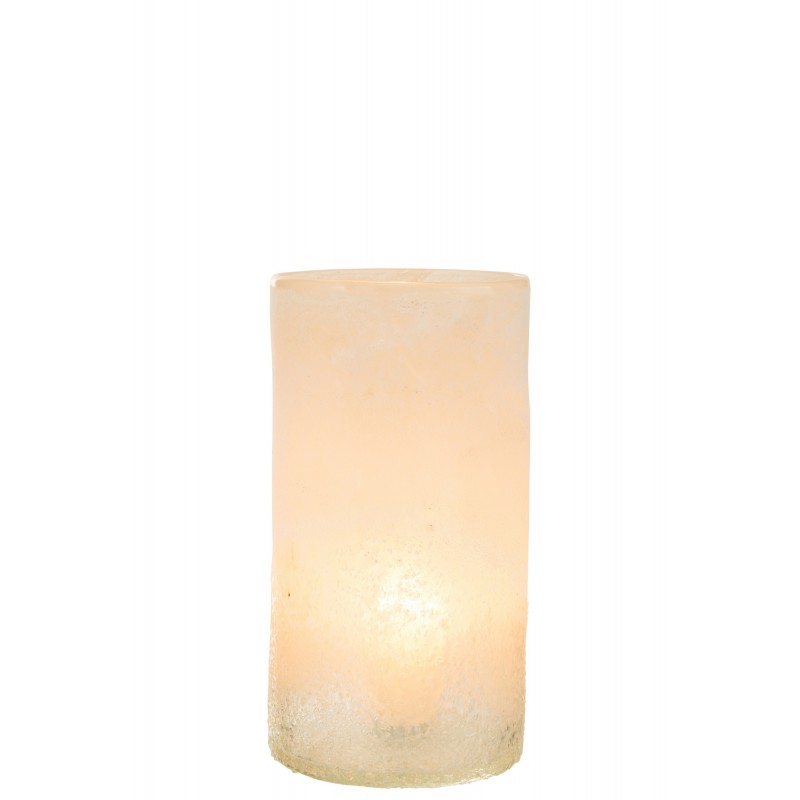 Vase cylindre en verre beige 15x15x30 cm