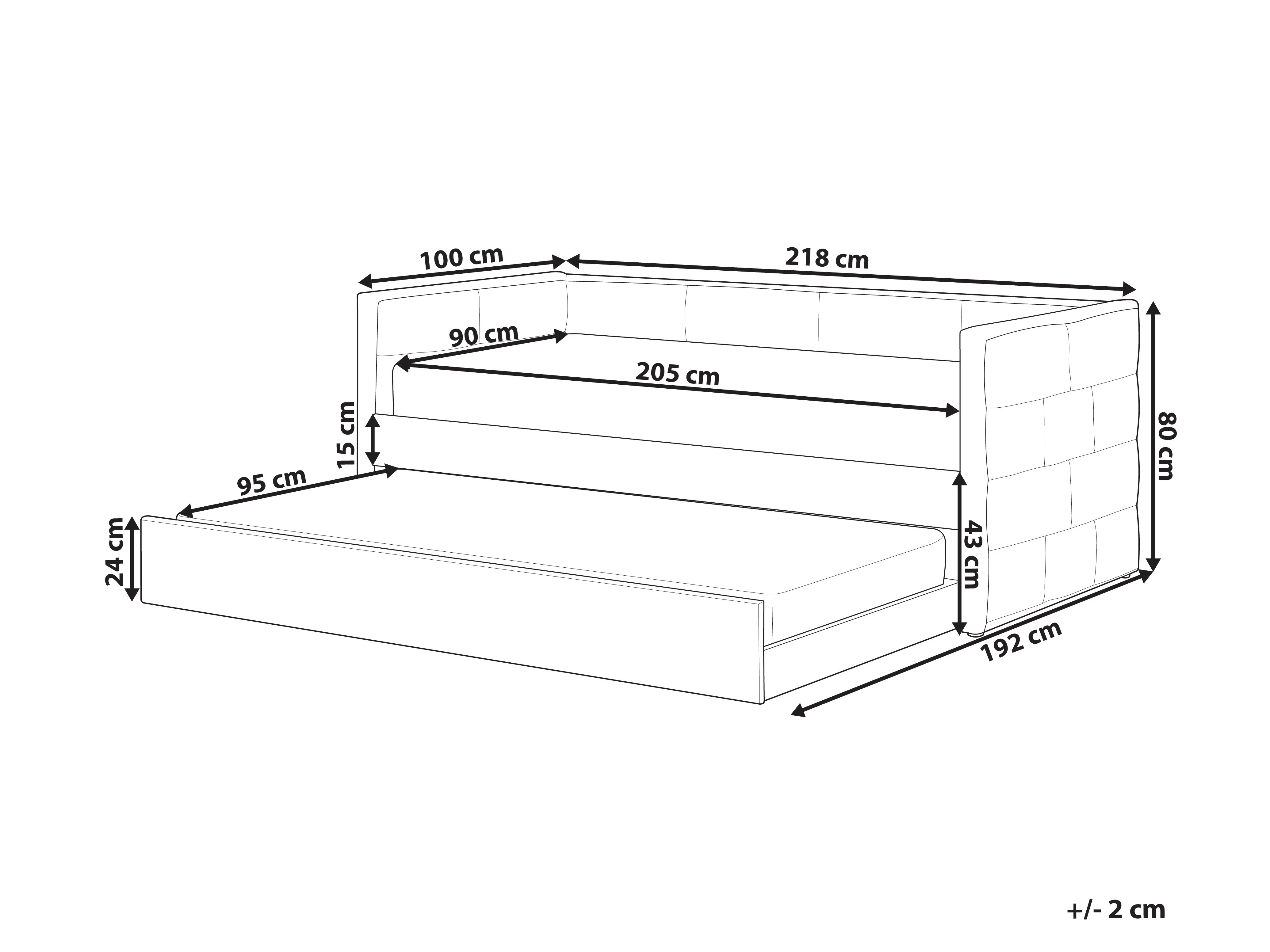 Onderschuifbed Fluweel CHAVONNE 90 x 200 cm Gebroken wit