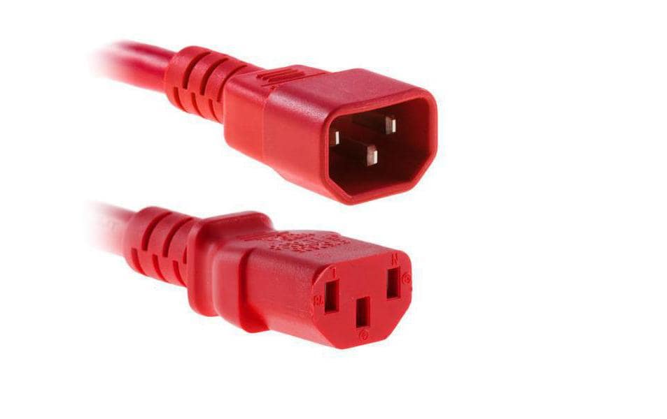Gerätekabel 1 m C13-C14C13 auf C14, 3-polig, 230V, 1 m, rot