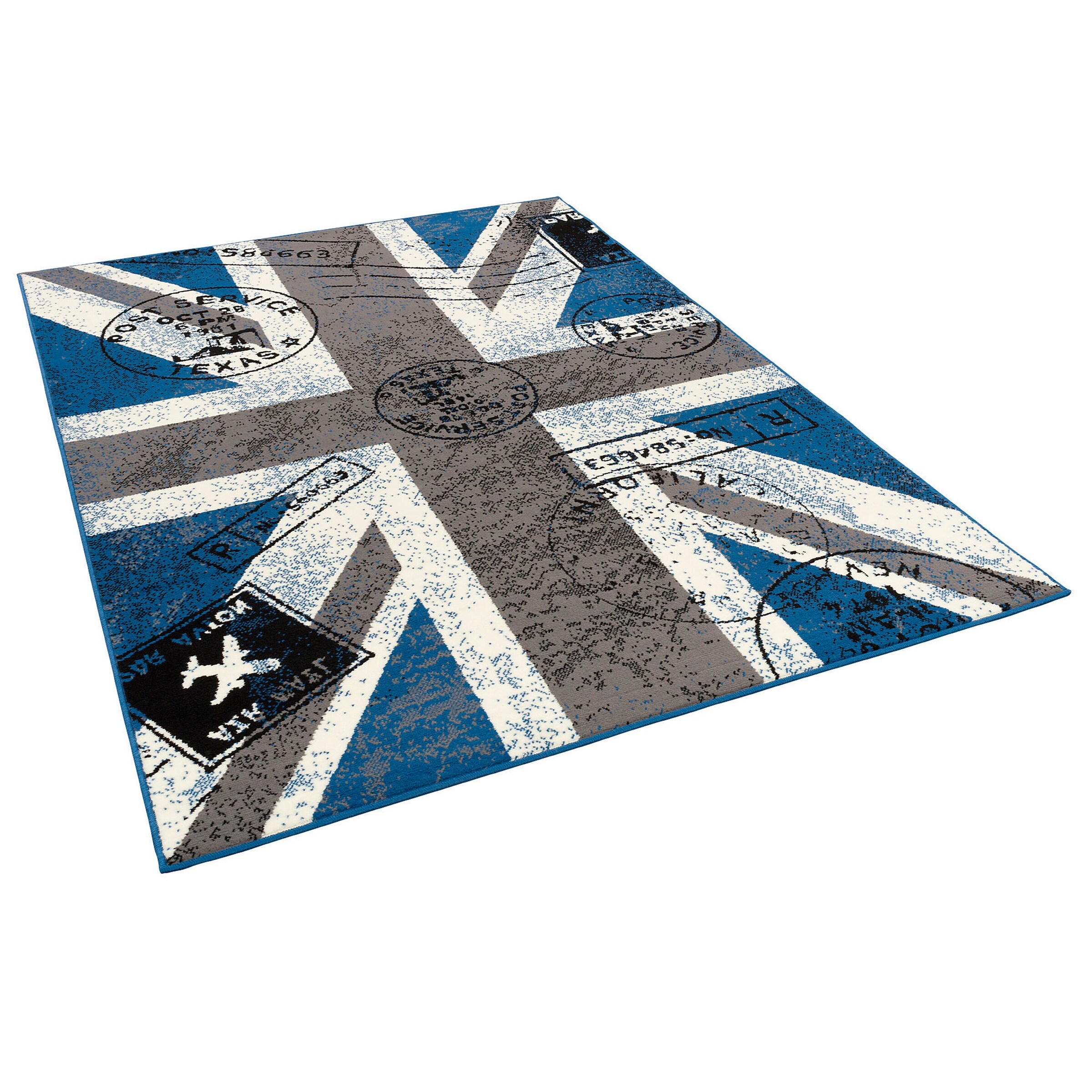 Pergamon Teppich Trendline Union Jack Grau Blau