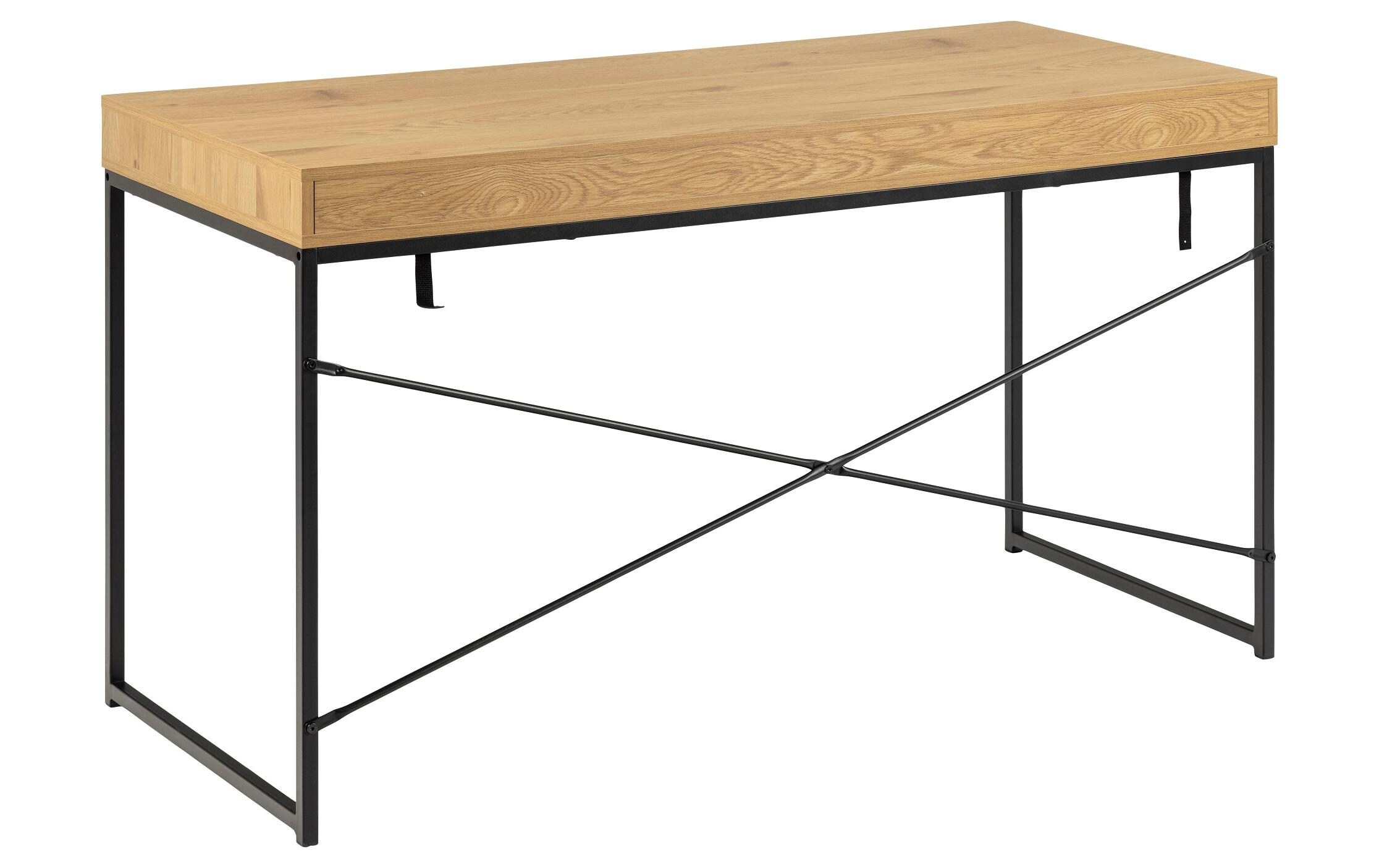 Tisch Seaford, Schwarz matt / Wildeiche matt<br>Bürotisch im modernen Industriestil