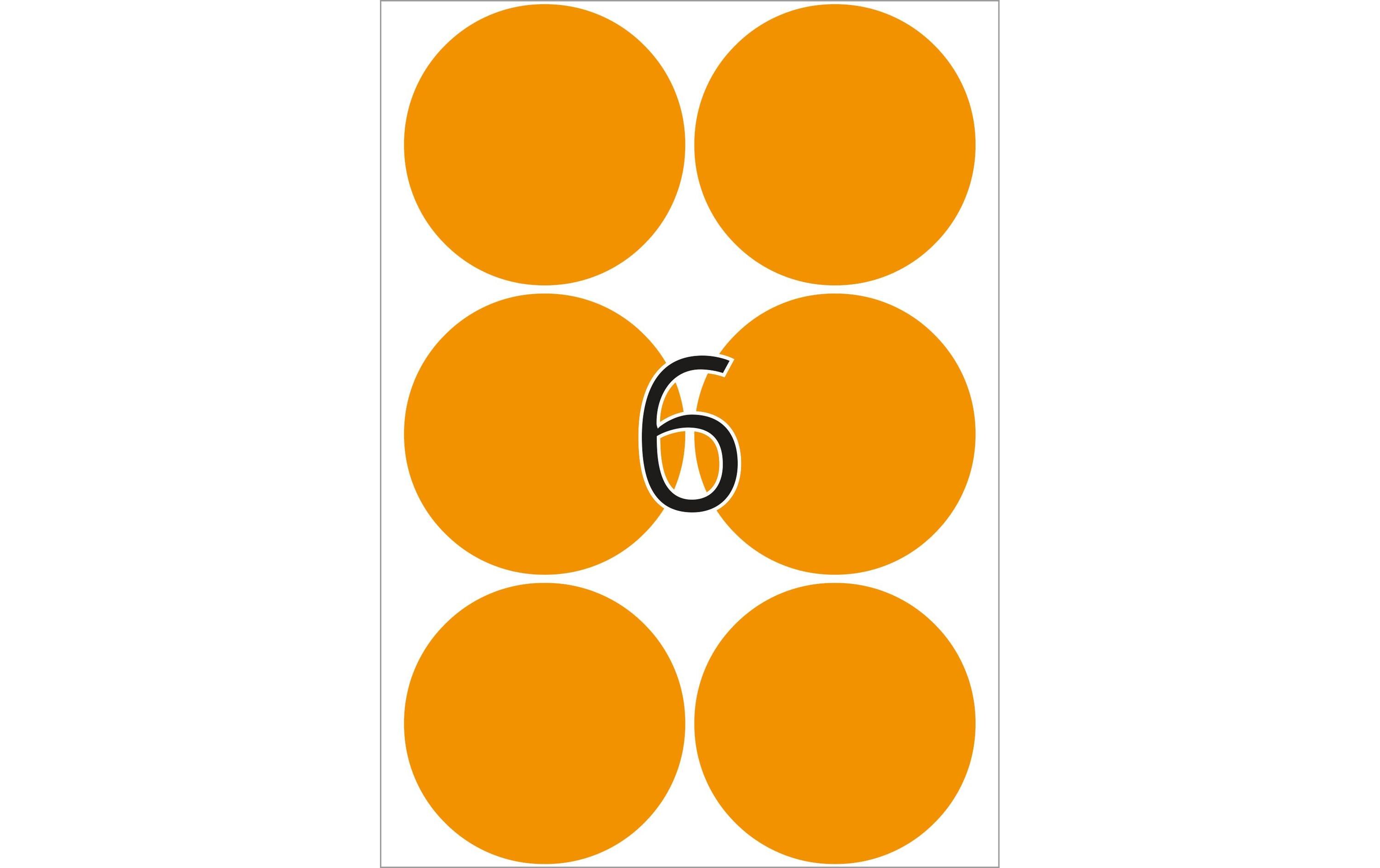 Vielzweck-Etiketten 2284 Leuchtorange Ø 50 mm, 24 BlattSelbstklebende Markierungspunkte