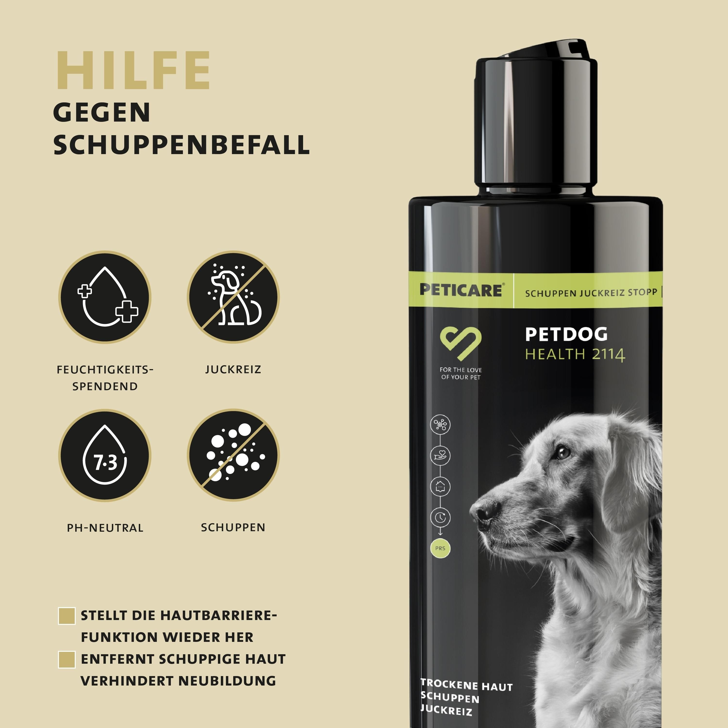 Peticare Anti-Schuppen Shampoo für Hunde, bei Juckreiz & Hautirritationen