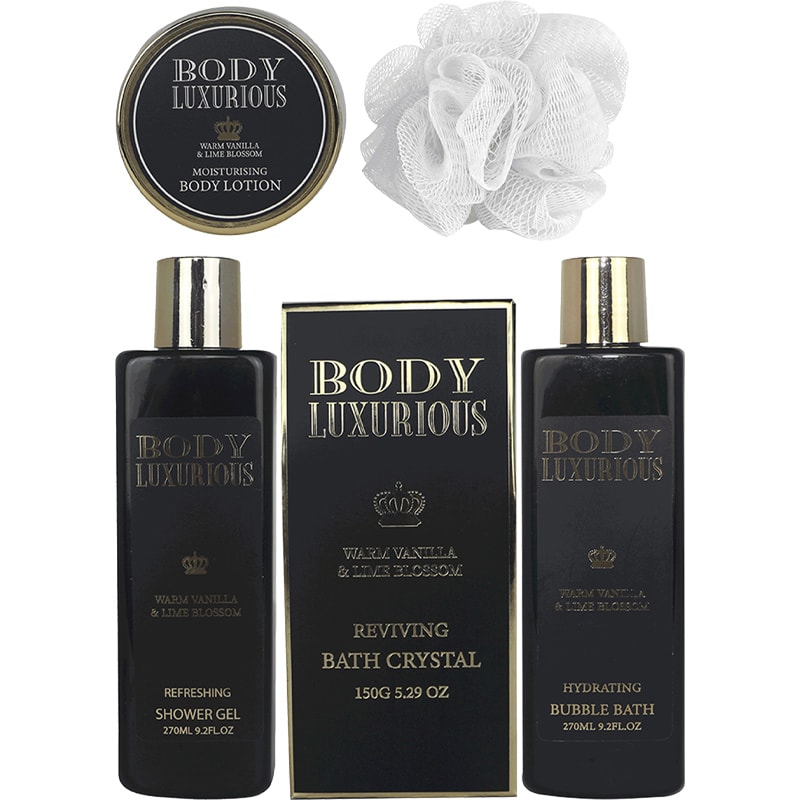 Coffret bain - Body Luxurious Black - Vanille & tilleul - Corps - 5 produits
