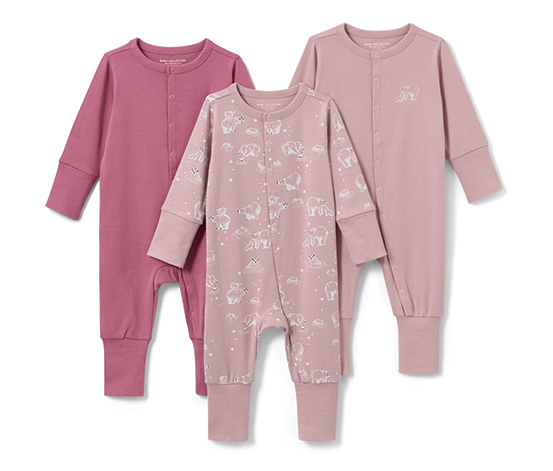 3 Baby-Pyjamas, rosa