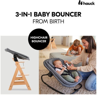 Hauck 3-in-1 Vippestol til Matstol, Dark Grey Melange