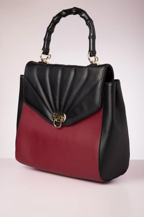 Banned Retro Bamboo Lux handtas in bordeauxrood en zwart